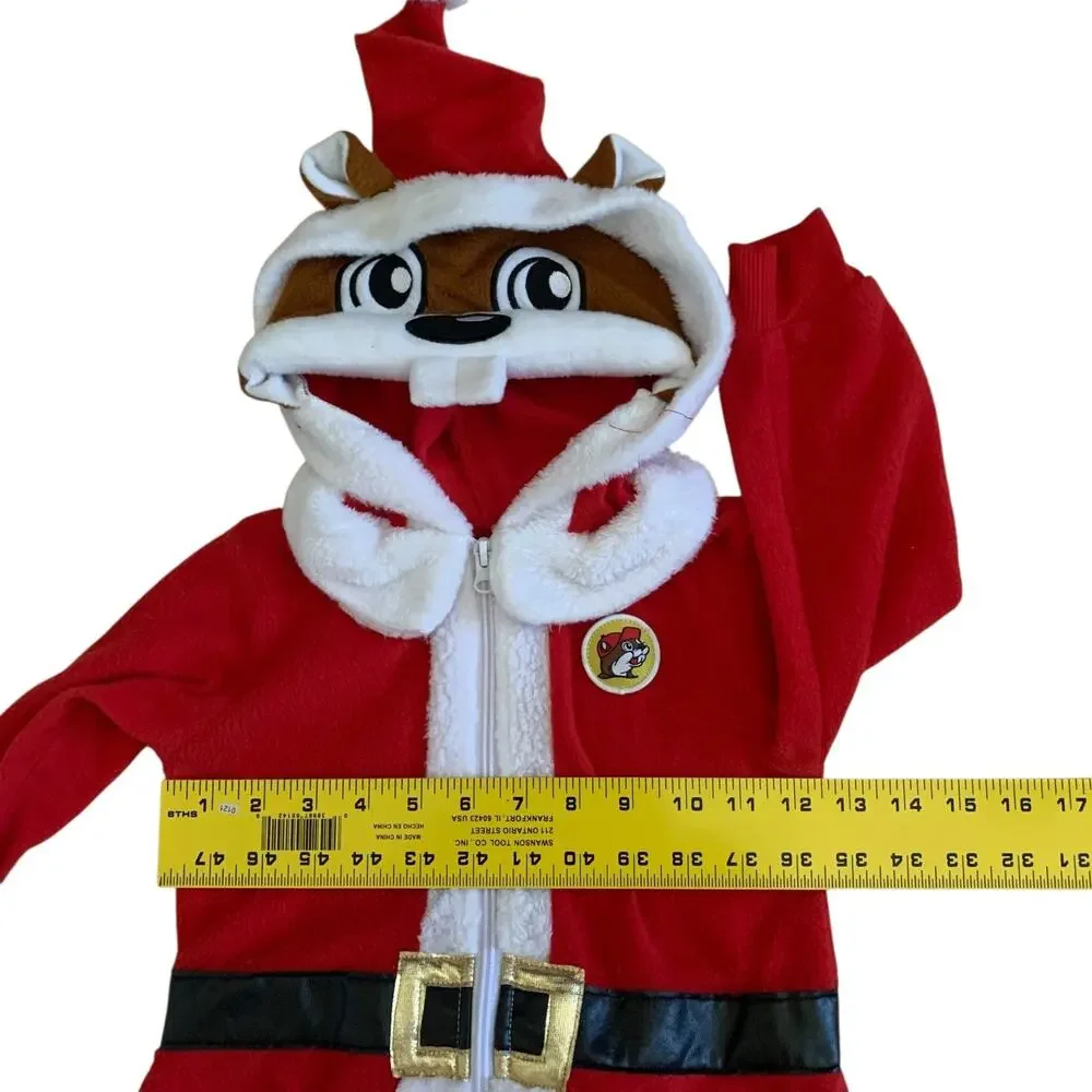 Buc-ees Kids Toddlers Size 3T Santa One Piece Body Suit Pajama Fleece Costume